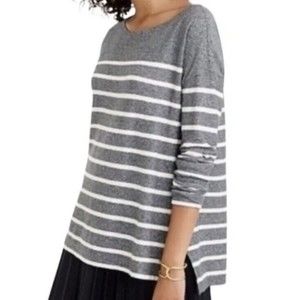 J. Crew Women's Size S Crewneck Sweatshirt Striped Grey White Long Sleeve Causal
